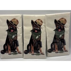 3- German Shepherd Ranger dish towel by Mary Lake Thompson.  NEW